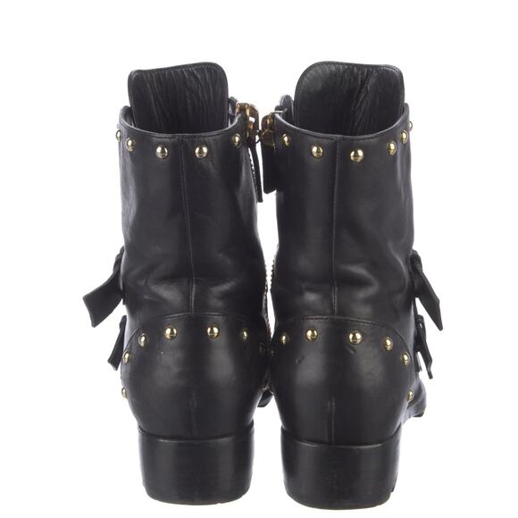 Giuseppe Zanotti Blk Leather Studded Moto Ankle Boots Women’s 6 IT36 Buckle Zip - Picture 2 of 16